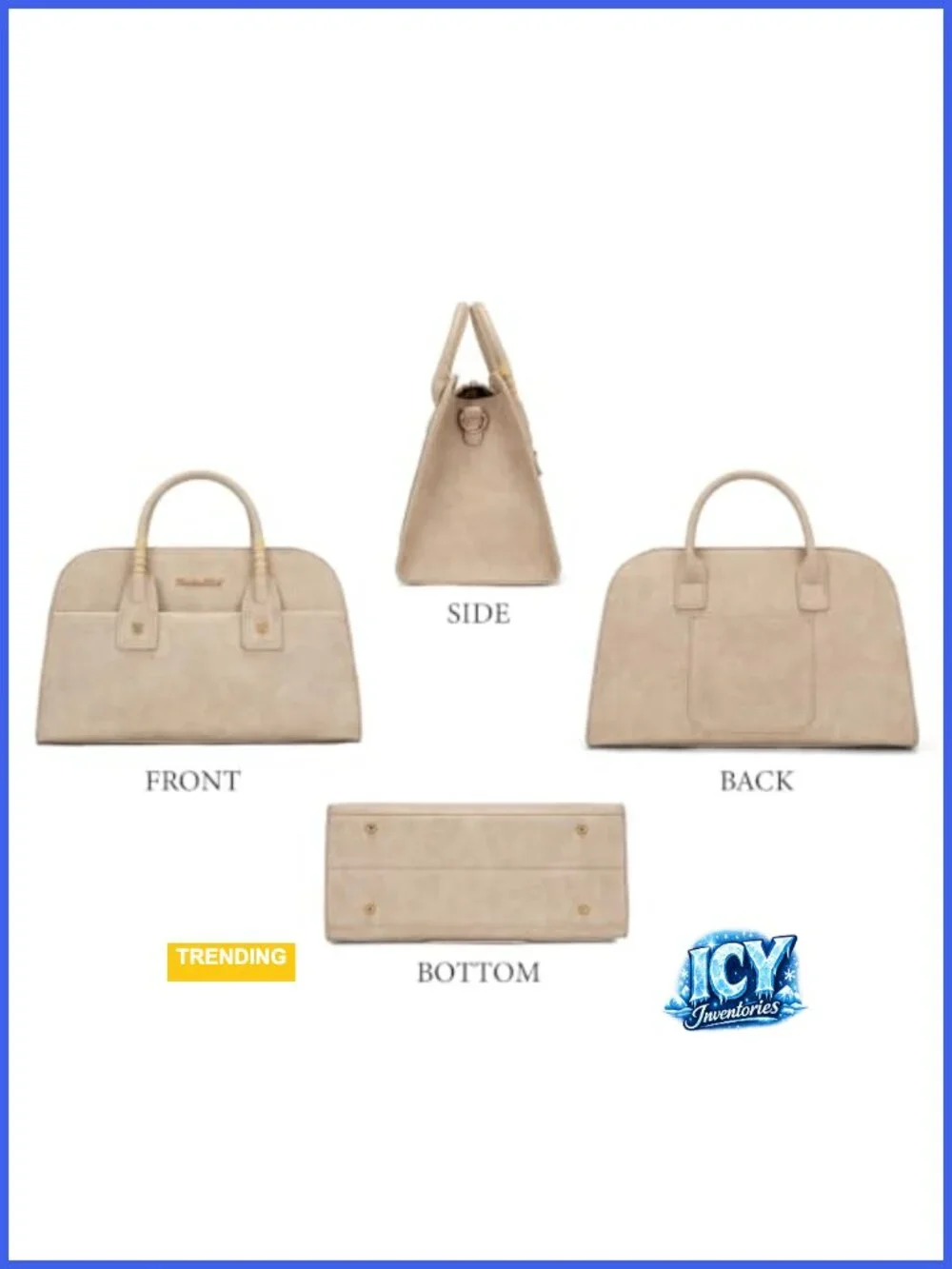 Structured Satchel Bag for Women - Faux Leather, Top Handle Crossbody Purse,
